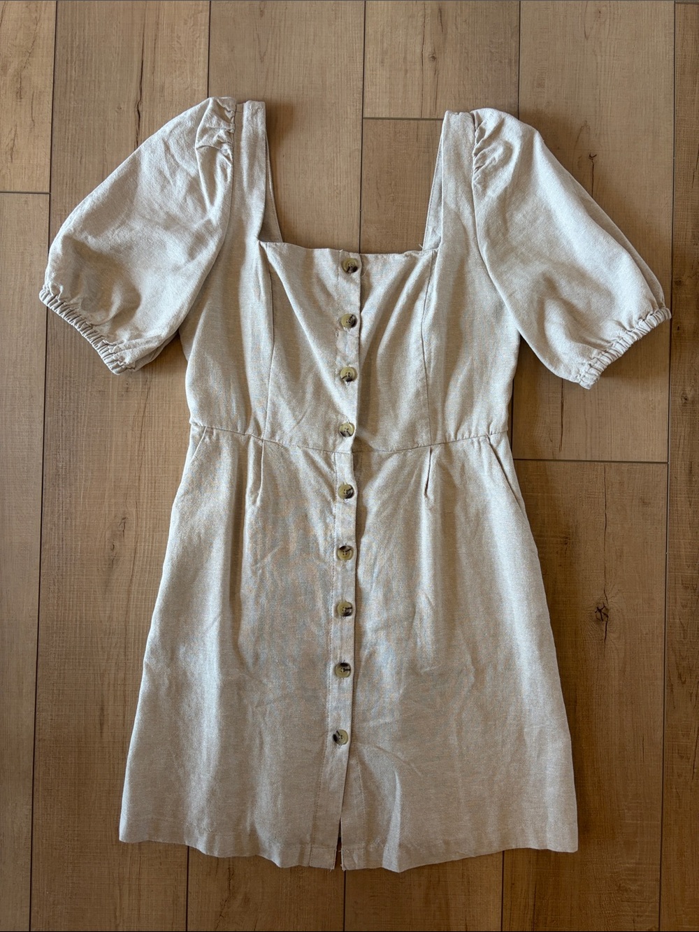 Old Navy Cream Square-Neck Button Front Mini Dress